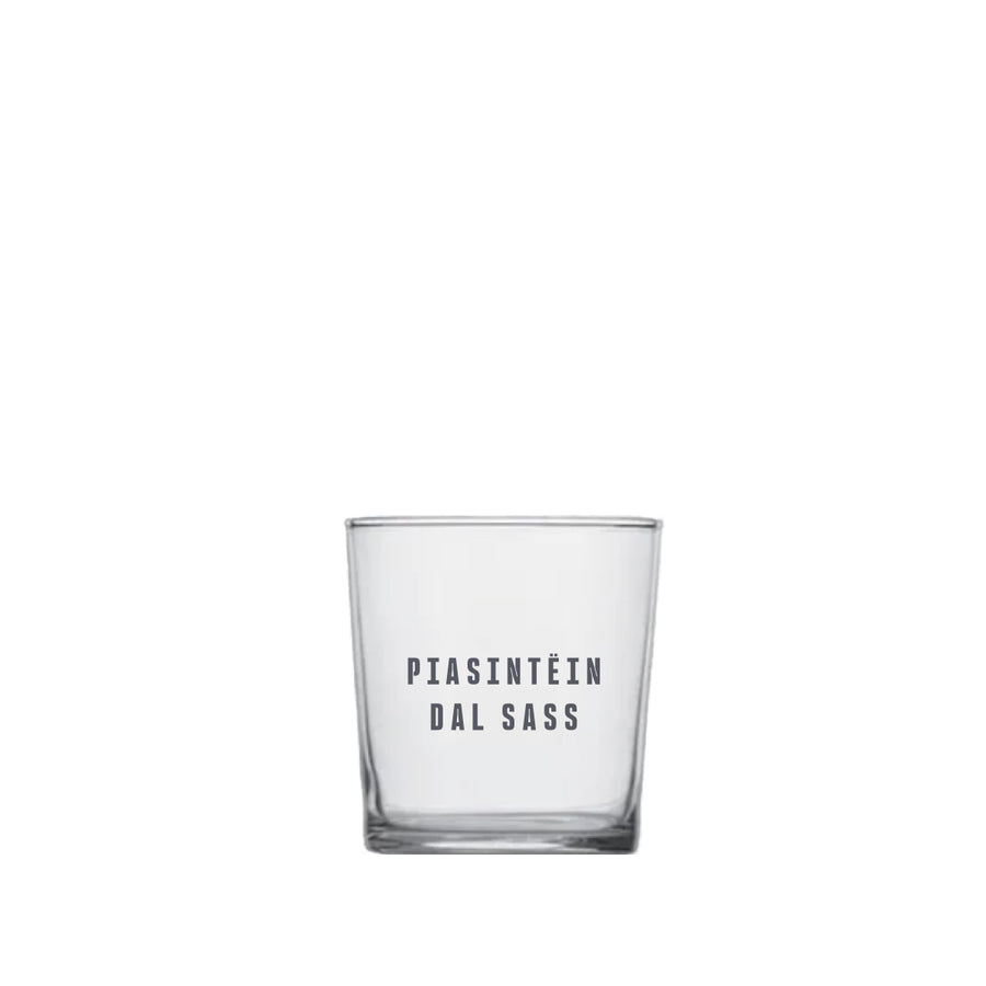 Tumbler con scritta Piasintéin Dal Sass
