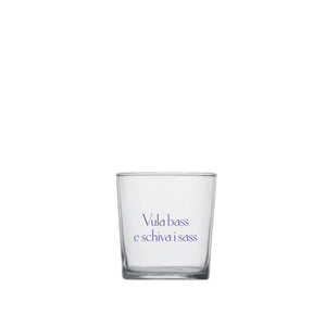 Tumbler con scritta Vula Bass e Schiva i Sass